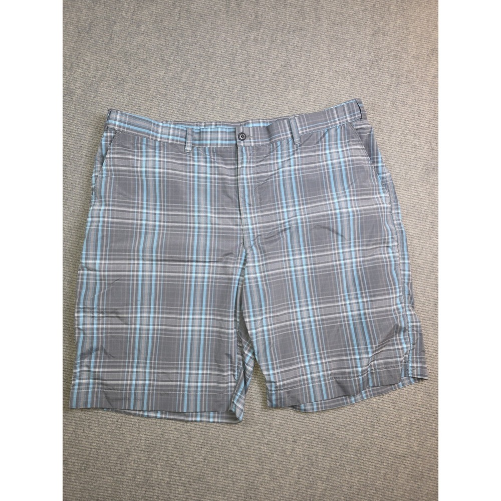 PGA Tour Men's Plaid Golf Shorts Size 38 Teal Grey Blue Plaid